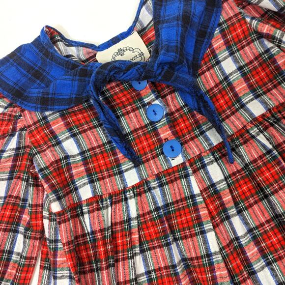 Vintage Julie Tennant Dress Girls Size 4 Flannel Red Plaid - Picture 2 of 5